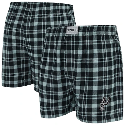 Boxer en flanelle Hawthorn noir/argenté pour homme Concepts Sport des San Antonio Spurs