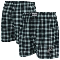 Boxer en flanelle Hawthorn noir/argenté pour homme Concepts Sport des San Antonio Spurs