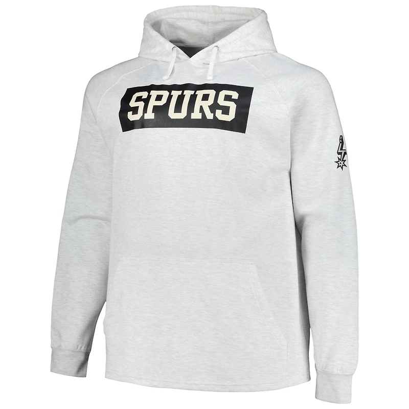 Fanatics Ash San Antonio Spurs Big & Tall Raglan Tri-Blend Pull à capuche pour hommes