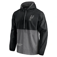 Men's Fanatics Black/Silver San Antonio Spurs Block Party Thrill Seeker - Half-Zip Hoodie Jacket