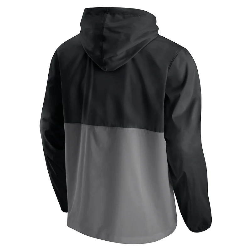 Men's Fanatics Black/Silver San Antonio Spurs Block Party Thrill Seeker - Half-Zip Hoodie Jacket
