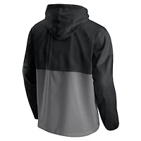 Men's Fanatics Black/Silver San Antonio Spurs Block Party Thrill Seeker - Half-Zip Hoodie Jacket