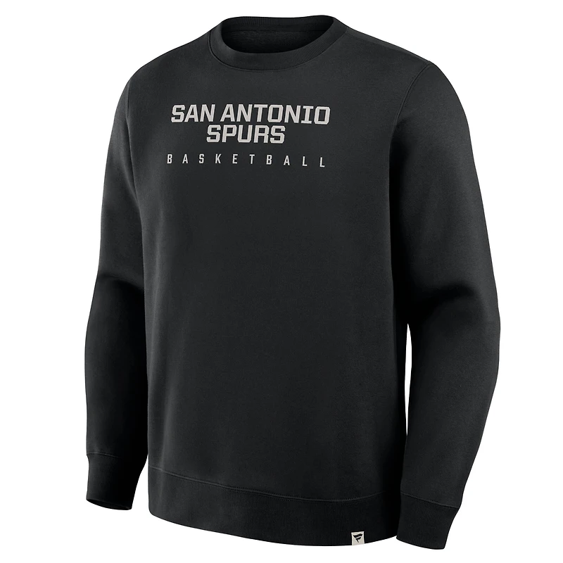 Sweat-shirt Fanatics noir pour homme, collection Crossover San Antonio Spurs, entraînement de rotation défensive, qualité supérieure