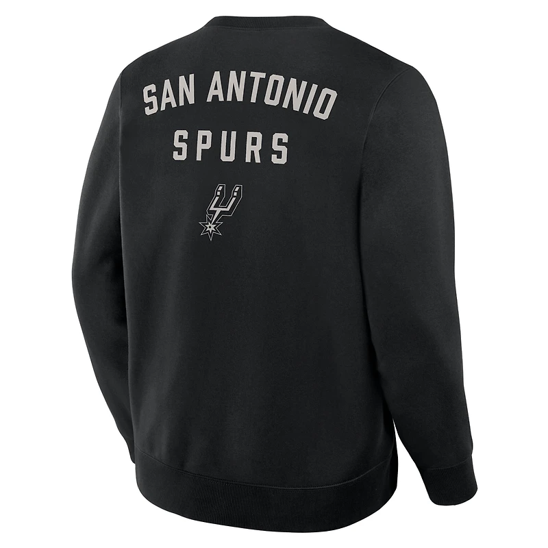 Men's Fanatics Black San Antonio Spurs Crossover Collection Defensive Rotation Drill Premium Pullover Sweatshirt