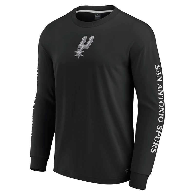 T-shirt à manches longues Fanatics noir San Antonio Spurs Elements Strive pour hommes