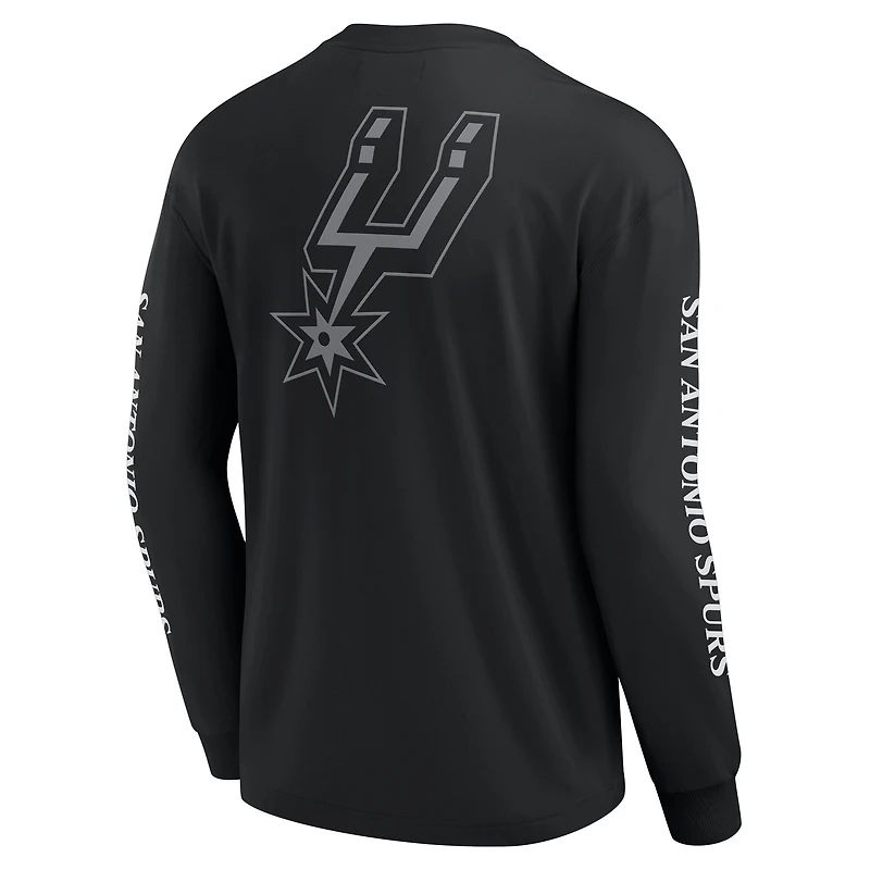 T-shirt à manches longues Fanatics noir San Antonio Spurs Elements Strive pour hommes