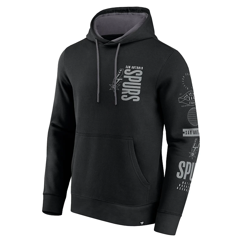 Men's Fanatics Black San Antonio Spurs Game Time Crossover Pullover Hoodie
