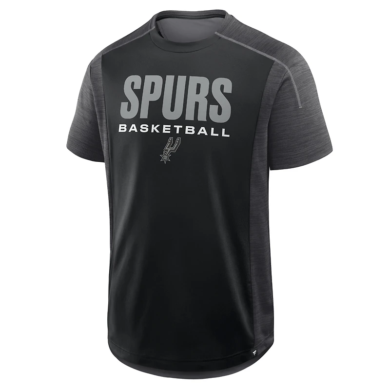 T-shirt d'entraînement de passe entrante Fanatics noir pour hommes San Antonio Spurs