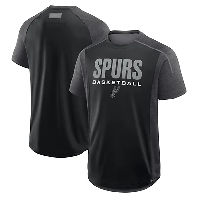 T-shirt d'entraînement de passe entrante Fanatics noir pour hommes San Antonio Spurs
