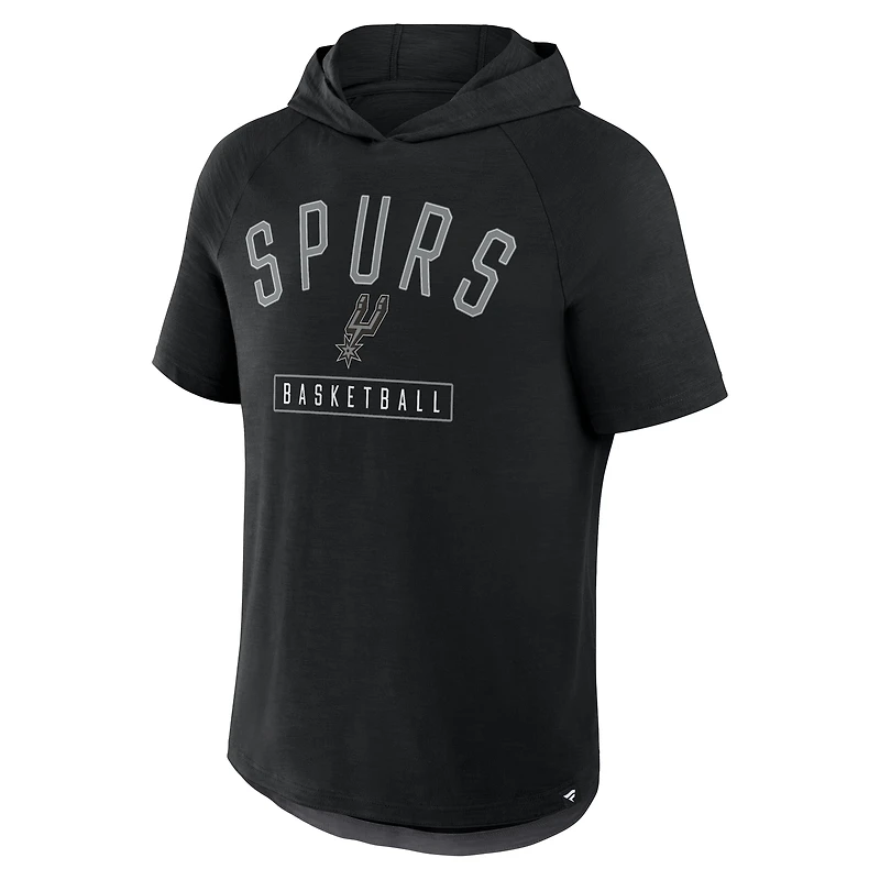 T-shirt à capuche raglan noir Fanatics pour homme, San Antonio Spurs, légende de la passe