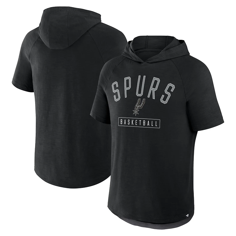 T-shirt à capuche raglan noir Fanatics pour homme, San Antonio Spurs, légende de la passe