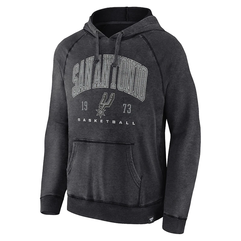 Sweat à capuche raglan pour hommes Fanatics Heather Charcoal San Antonio Spurs Foul Trouble Snow Wash
