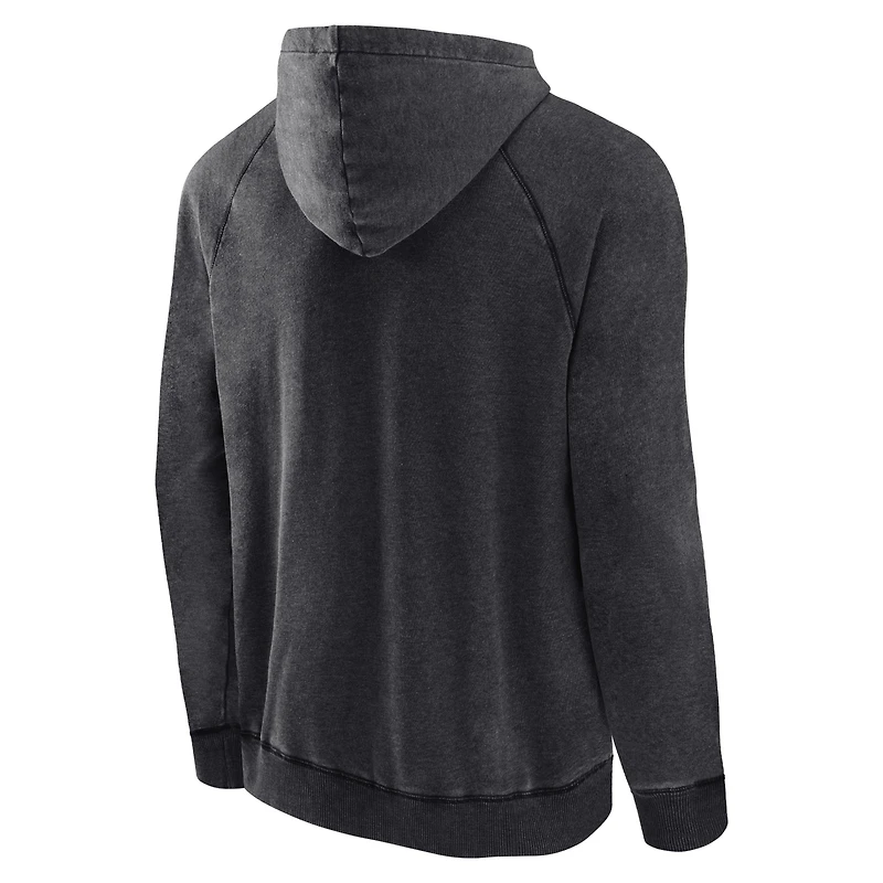 Sweat à capuche raglan pour hommes Fanatics Heather Charcoal San Antonio Spurs Foul Trouble Snow Wash