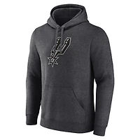 Men's Fanatics  Heather Charcoal San Antonio Spurs Primary Logo Pullover Hoodie