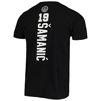 T-shirt noir avec logo et nom du meneur de jeu Fanatics Luka Samanic pour hommes, San Antonio Spurs
