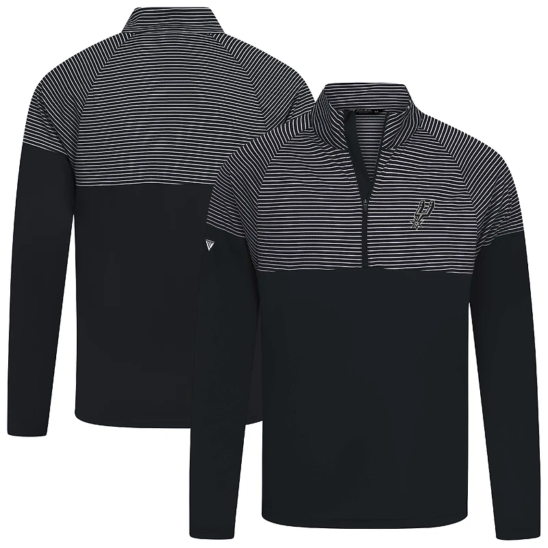 Men's Levelwear Black San Antonio Spurs Classic Stripes Quarter-Zip Top