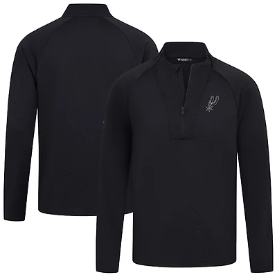 Men's Levelwear Black San Antonio Spurs Volley Quarter-Zip Top