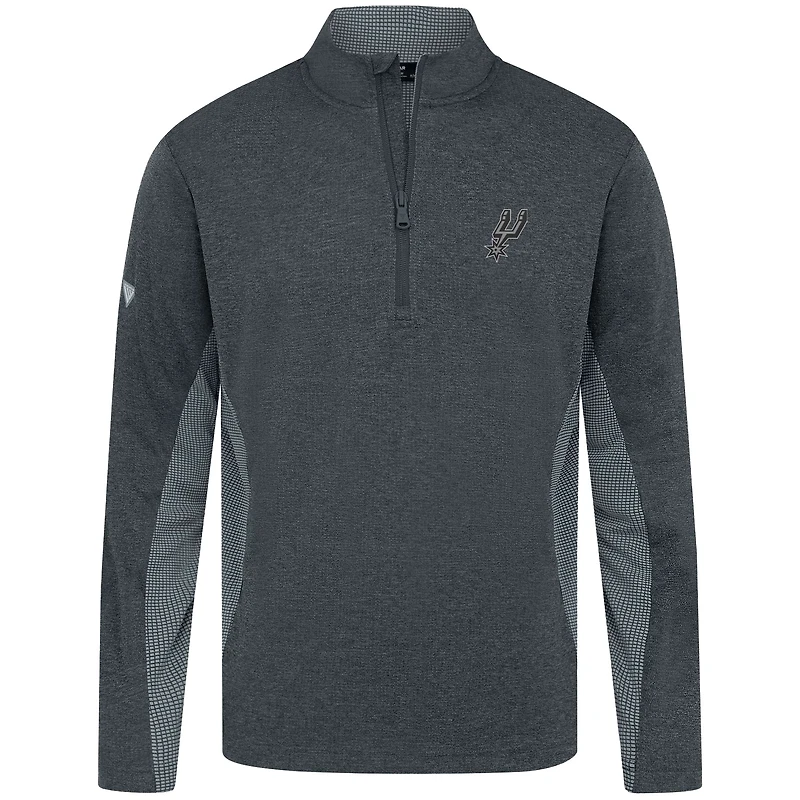 Men's Levelwear Heather Black San Antonio Spurs Waffle Insignia 2.0 Quarter-Zip Top