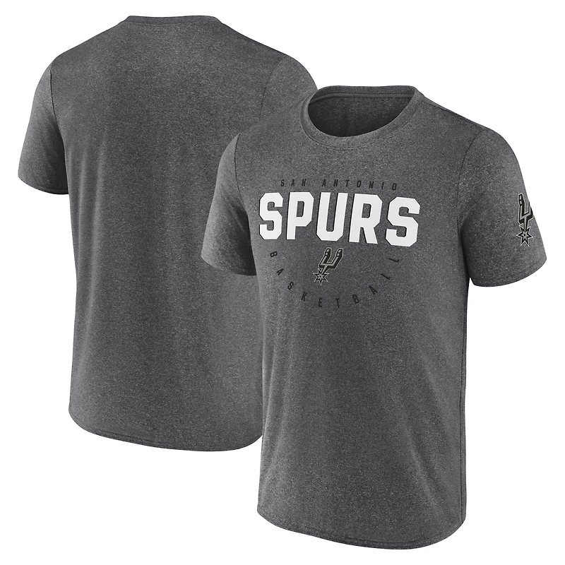 T-shirt d'entraînement pour homme avec logo Athletic Heather Charcoal San Antonio Spurs Block