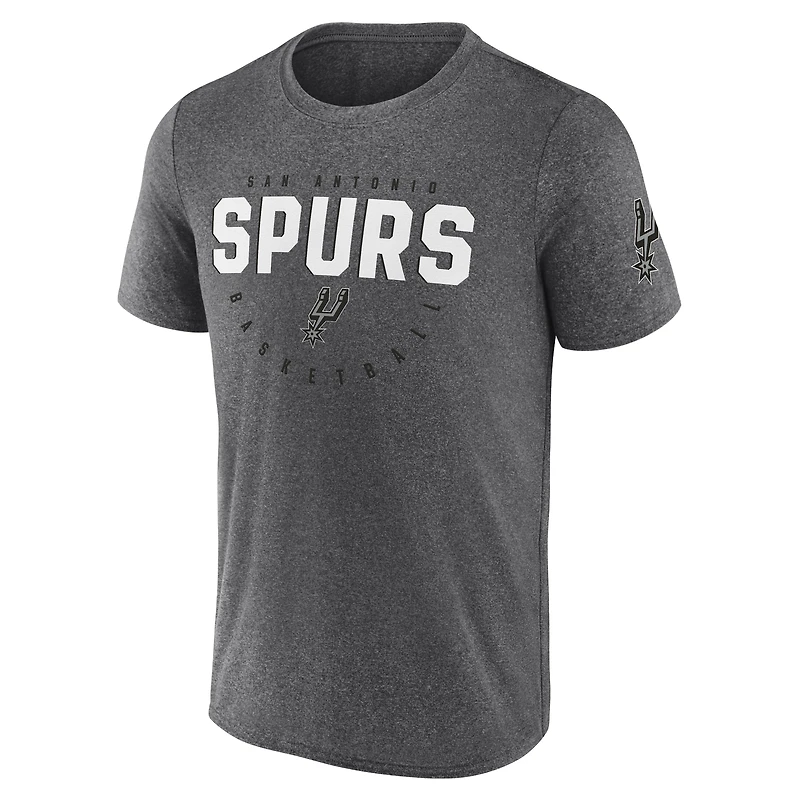 T-shirt d'entraînement pour homme avec logo Athletic Heather Charcoal San Antonio Spurs Block