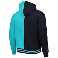 Men's Mitchell & Ness Black/Teal San Antonio Spurs Hardwood Classics Split Pullover Hoodie