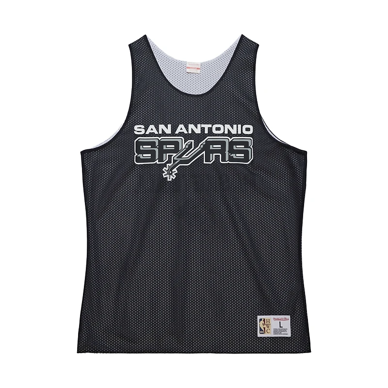 Men's Mitchell & Ness Black/White San Antonio Spurs Hardwood Classics Reversible Mesh Practice Jersey