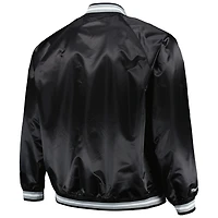Men's Mitchell & Ness Black San Antonio Spurs Big Tall Hardwood Classics Wordmark Satin Raglan Full-Zip Jacket