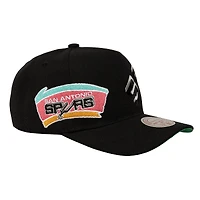 Men's Mitchell & Ness  Black San Antonio Spurs Busted Logo Wordmark Wrap-Around Pro Pinch Adjustable Hat