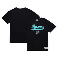 Men's Mitchell & Ness Black San Antonio Spurs Hardwood Classics Felt Applique Slub T-Shirt