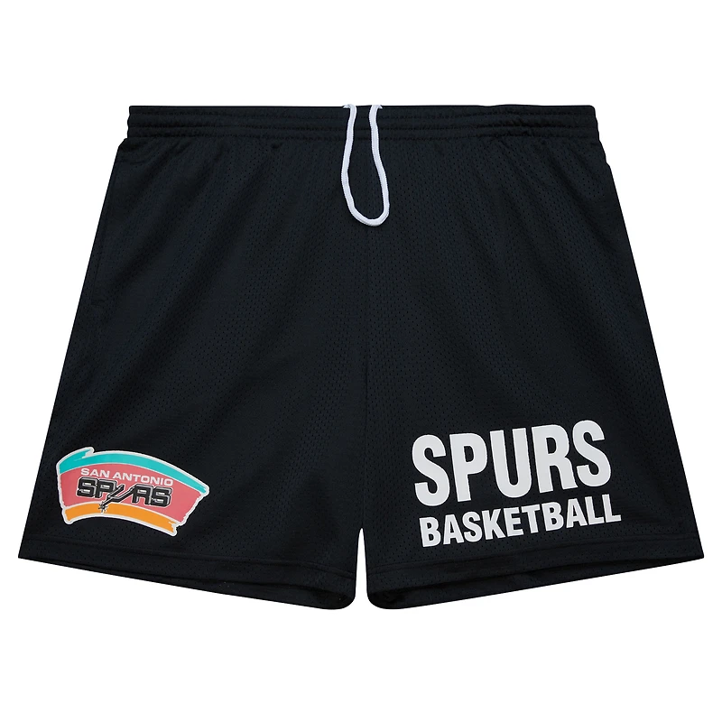 Men's Mitchell & Ness Black San Antonio Spurs Hardwood Classics Gameday Mesh Shorts