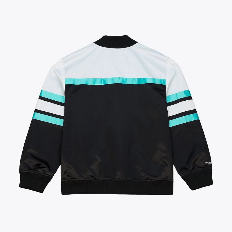Veste Mitchell & Ness noire pour homme San Antonio Spurs Hardwood Classics Head Coach, légère, en satin à boutons-pression.