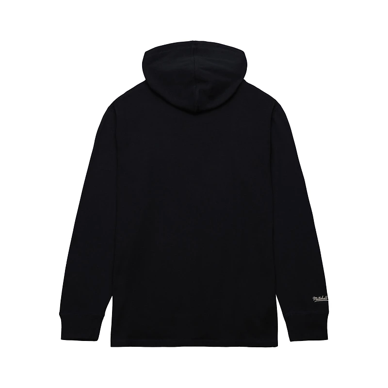 Men's Mitchell & Ness Black San Antonio Spurs Hardwood Classics Lightweight Thermal Pullover Hoodie