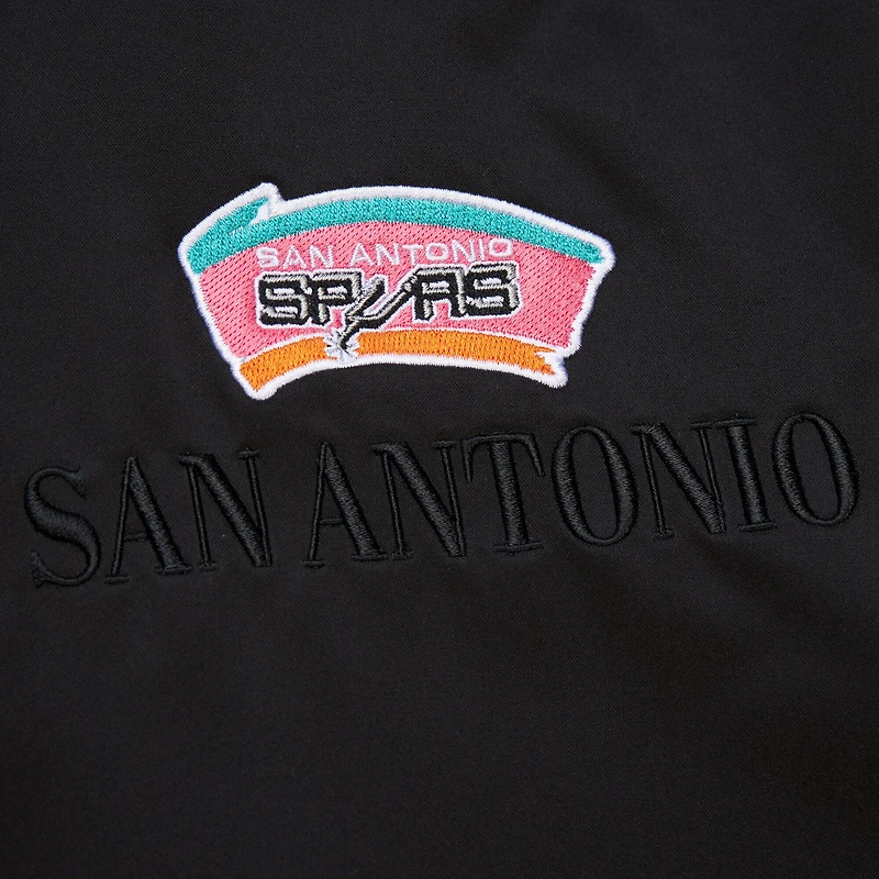 Veste en satin léger à boutons-pression Hardwood Classics Team OG 3.0 noire de Mitchell & Ness pour homme des San Antonio Spurs