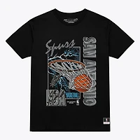 T-shirt Mitchell & Ness noir San Antonio Spurs Lightning Swish pour homme
