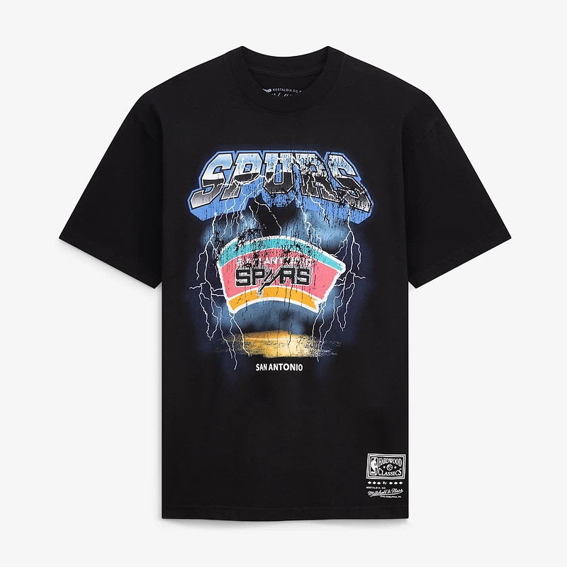 Men's Mitchell & Ness  Black San Antonio Spurs Lightning T-Shirt