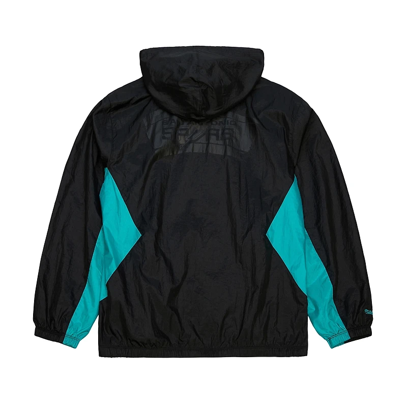 Veste coupe-vent entièrement zippée Mitchell & Ness noire San Antonio Spurs Playmaker pour homme
