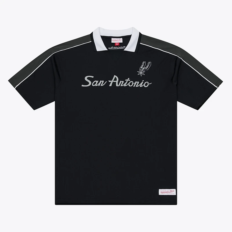 Men's Mitchell & Ness Black San Antonio Spurs Polo Jersey