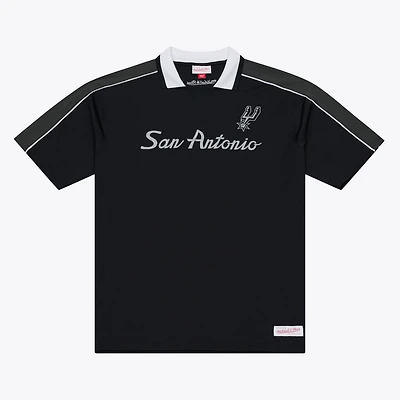 Men's Mitchell & Ness  Black San Antonio Spurs Polo Jersey