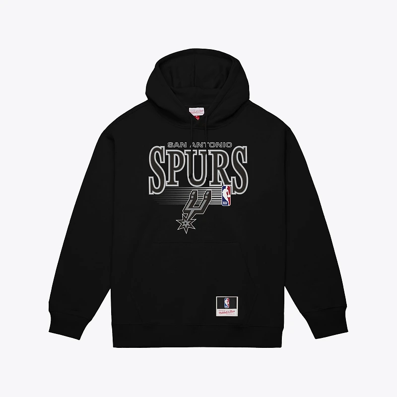 Men's Mitchell & Ness Black San Antonio Spurs Team Name Stack Logo Hoodie
