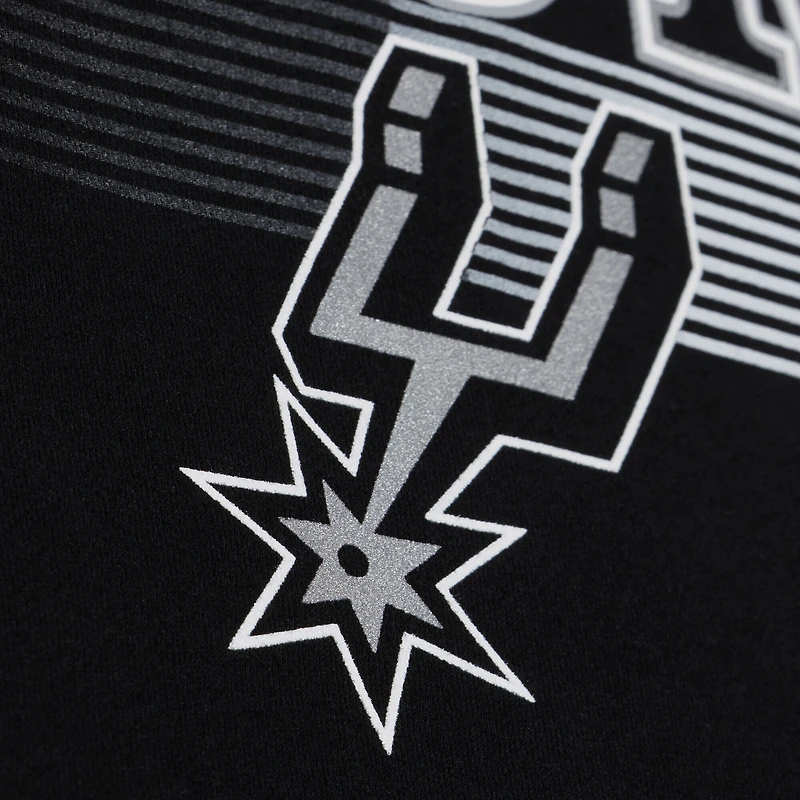 Men's Mitchell & Ness Black San Antonio Spurs Team Name Stack Logo Hoodie