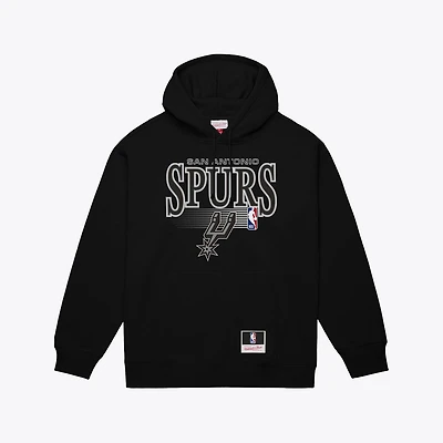 Men's Mitchell & Ness Black San Antonio Spurs Team Name Stack Logo Hoodie