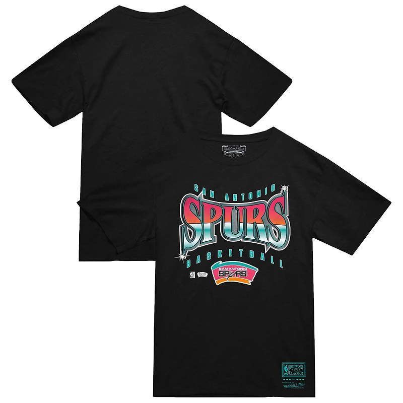 Men's Mitchell & Ness  Black San Antonio Spurs Worldwide Collection Glow Up T-Shirt