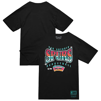 Men's Mitchell & Ness  Black San Antonio Spurs Worldwide Collection Glow Up T-Shirt