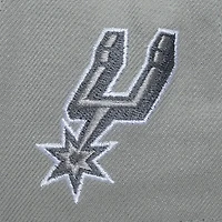 Casquette Mitchell & Ness grise pour homme, modèle Thunderstorm des San Antonio Spurs, avec logo de l'entraîneur principal.