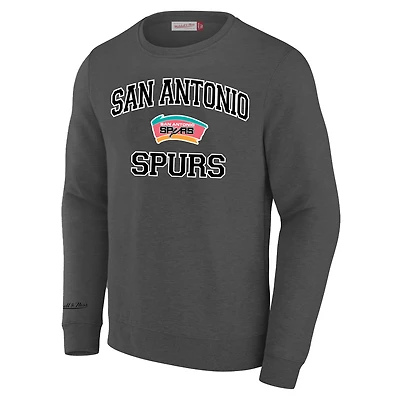 Men's Mitchell & Ness Heather Gray San Antonio Spurs Big Tall Hardwood Classics Sweatshirt