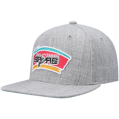 Casquette Snapback Mitchell & Ness Heathered Grey San Antonio Spurs Hardwood Classics Team 2.0 pour hommes