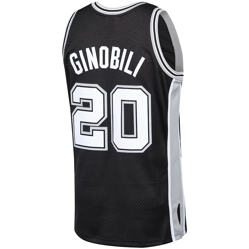 Maillot Swingman Mitchell & Ness Manu Ginobili noir San Antonio Spurs Hardwood Classics pour hommes