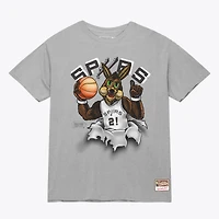 T-shirt Mitchell & Ness argenté pour homme, San Antonio Spurs Breakthrough