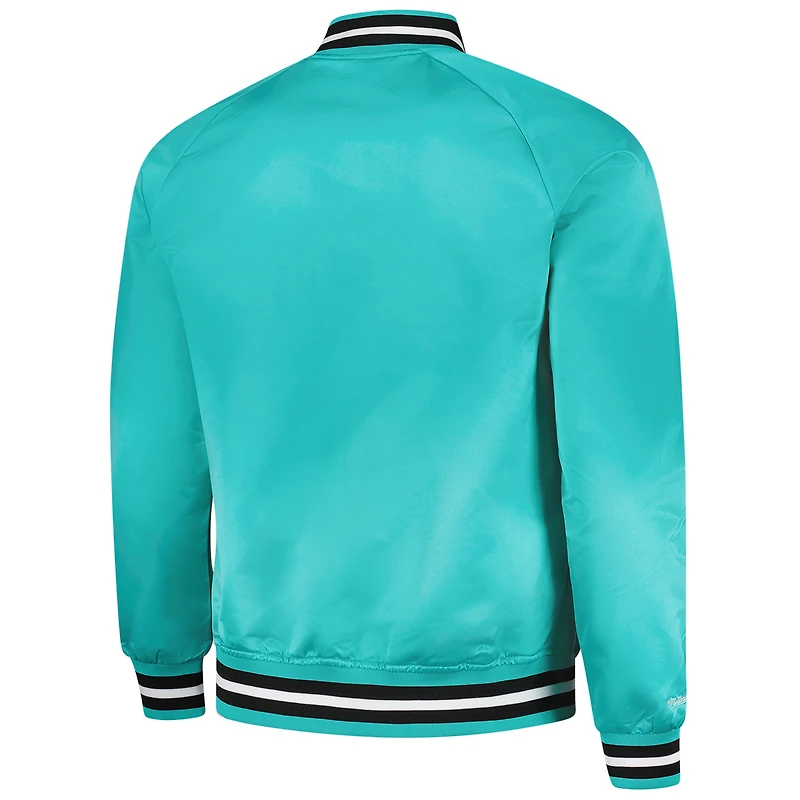 Veste à boutons-pression intégrale Mitchell & Ness Teal San Antonio Spurs Hardwood Classics Throwback Wordmark Raglan pour homme