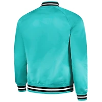 Veste à boutons-pression intégrale Mitchell & Ness Teal San Antonio Spurs Hardwood Classics Throwback Wordmark Raglan pour homme